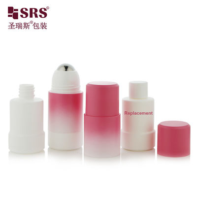 satın al Rppe(S)-50ml 75ml Eğimli Kaplama püskürtme Şeftali Pembe Beyaz Yeniden Doldurulabilir Deodorant Gel Rol Şişesi Büyük Çelik Metal Masaj Topu Ambalajıyla Çevrimiçi üretim