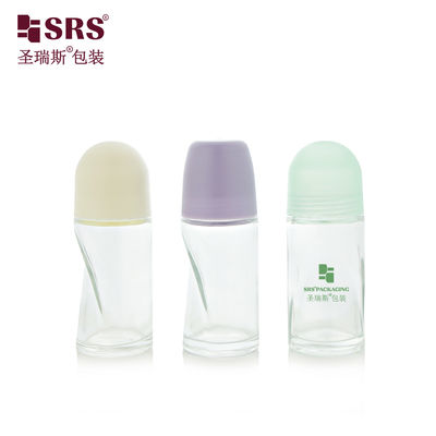 satın al BLPG-B-50ml Empty round Clear glass personal care roll bottle vial container with pP massage ball Çevrimiçi üretim