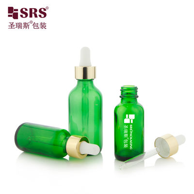 satın al Luxury Collar 1oz 2oz Green Glass Dropper Bottle for Essential Oil Çevrimiçi üretim