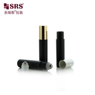 10ml parfüm için donmuş siyah rulo şişesi boş göz serumu metal rulo topu ile şişede rulo