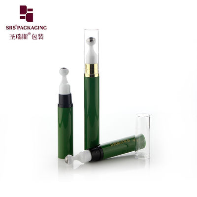 Yeşil renkli rulo şişesi hava içermeyen pompa uygulayıcısı ile 10ml 12ml 15ml Göz bakımı ambalajı