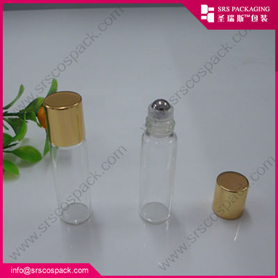 1/6oz 5ml mini yuvarlak cam şişe esanslı yağ metal rulo topu koku parfümü için