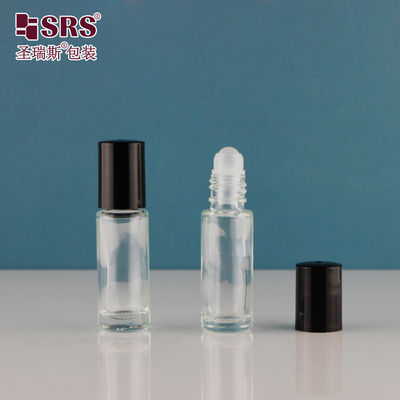 4ml 5ml 8ml 10ml Siyah Katı Renkli Döşeme Kapak Duvar Cam Rulo Flaska Üzerinde PP Top Parfüm Yağı
