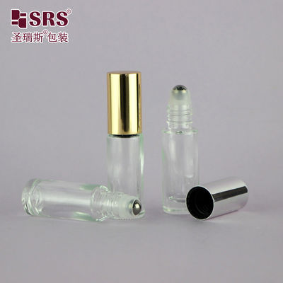 Cilt Bakım Esansı için Silindrik Yuvarlak Cam Gemstone Roller Şişeleri 5ml