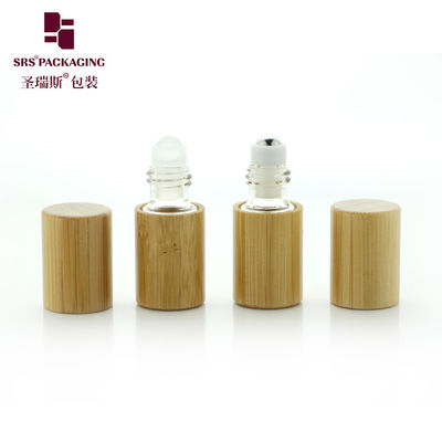 BG-2ML Boş Kozmetik Bambu Rulo Şişesi Paslanmaz Çelik Metal Topu Mini Parfüm Yağı Paketi