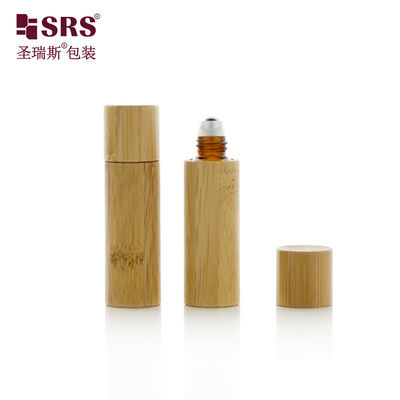 BG-5ML Üretim Boş Amber Cam İç Rol Top Şişesi Parfüm Yağı Kutuli Yağı Ambalajı İçin Bambu Dışlı