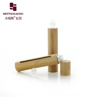 BG(G) -10ML Boş Bambu Rol Şişesi Gerçek Ahşap Temel Yağ İçin Bambu Malzemesi Pencere Cam Uygulayıcı Topu ile