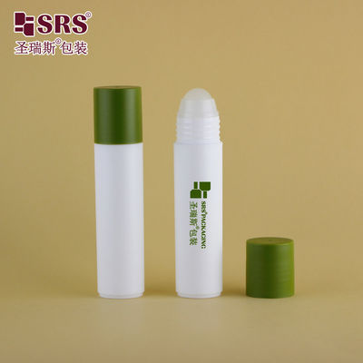 RPP(P)-30ml 1oz Beyaz Mat Dondurulmuş Şişe Plastikte Mat Ordu Yeşil Kapağıyla Kozmetik için Roller Top Uygulayıcı