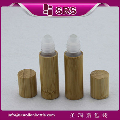 SRS 5ml bambu yuvarlak topu şişe, plastik topu olan şişe üzerinde bambu rulo
