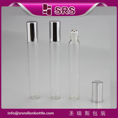 Gümüş alüminyum kapağı olan SRS 10ml açık renkli cam rulo topu şişesi