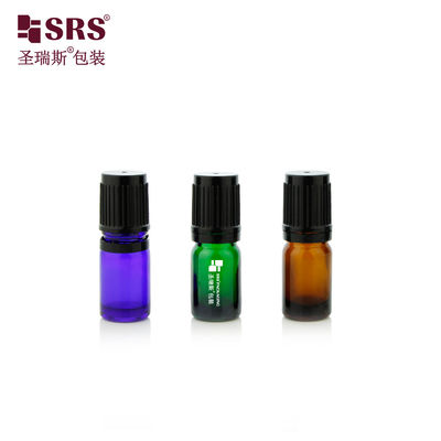 BLPF-5ml Özel renkli yeşil şişe konteyneri TE Kapak Çubuklı Siyah Plastik Kapaklı Parfüm için Cam Roller Top
