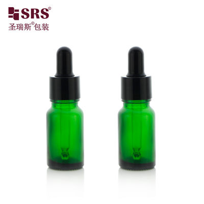 D001-20ml Boş Yeşil Cam Şişe Kara Plastik Damla Kapaklı Şişeler Saç Yağı Esanslı Yağı İçin Cam Pipet
