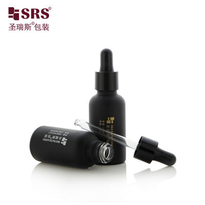 D001-50ml Özelleştirilebilir Etiket Boş Damla Şişesi Kişisel Bakım için Siyah Mat Kaplama Tasarımı Altın sıcak foil damgalama logo hizmeti ile deri bakım ürünleri