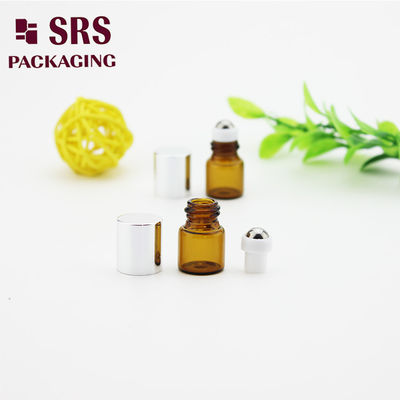 SRS, gümüş alüminyum kapağı olan şişe üzerinde boş 1 ml renkli mini cam rulo