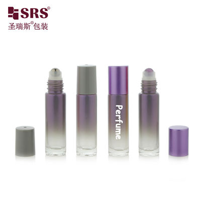 BLPM-10ml Yuvarlak Şekil Boş eğimli duman mor özel renkli cam şişe kozmetik parfüm yağı için çelik yuvarlama topu ile yuvarlak şişe