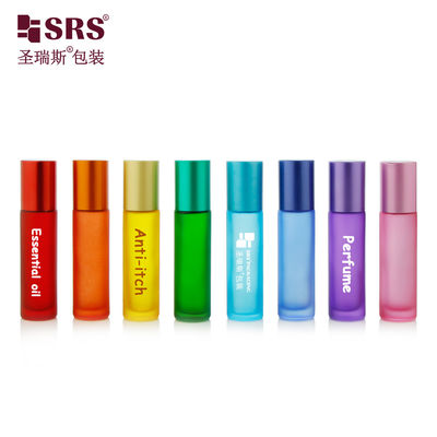 BLPM-10ml Üretim Gökkuşağı Rengi Özellik Seçenekleri Yüzey Dondurulmuş İşleme Boş Cam Rol Şişe 10ml Yeşim topu ile Anti Kaşıntı Parfüm Yağı