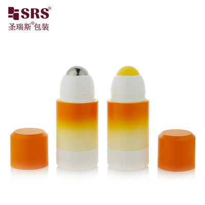 RPPE ((P) -50ML Boş Eğimli Turuncu Beyaz Özel Tasarım Şişe Üzerinde Rulo Logo ile Üretilmiş Soothin jeli uygulamak için sarı boş top baskı