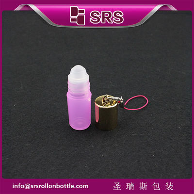 SRS Boş Kozmetik Plastik Rulo Şişe 3ml Mini Pembe Renkli Kanca