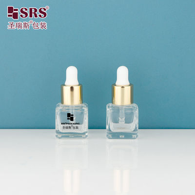 D392-8ml Laboratuvar kare açık boş cam damlatıcı şişeler siyah ipek ekranlı baskı logo özelleştirme
