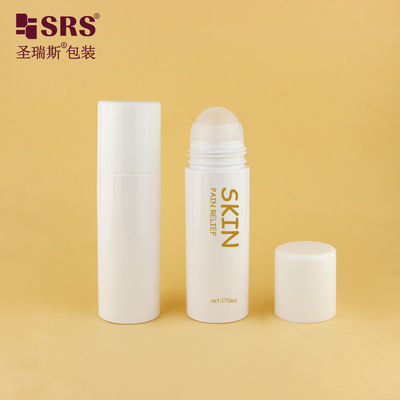 PET43-170ML geri dönüştürülebilir Beyaz PET PCR plastik şişe Ağrı hafifletme için metal rulo topu ile