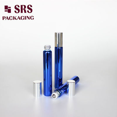 SRS kozmetik serum şişesinde boş 10 ml mavi renkli cam rulo