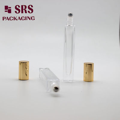 SRS kozmetik kare şeklinde açık renkli 10ml cam rulo topu şişesi