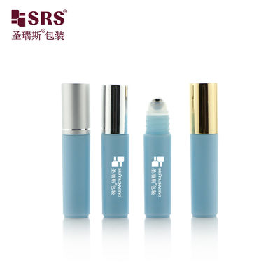 RPA-5ML Mavi Boş Plastik Rulo Şişe Gümüş Üst Metal Rulo Topu ile